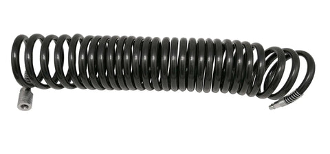 Heavy Duty 3/8 Inch Coiled Air Hose, 25 Ft Polyurethane with 1/4 Inch Quick Fittings, No-Twist Coil for air compressors