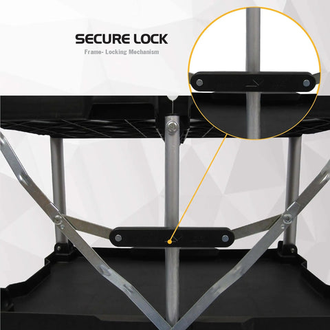 Pack N Roll Folding Collapsible Service Cart With 150 Lb Capacity, Locking Mechanism For Stability close-up of secure lock