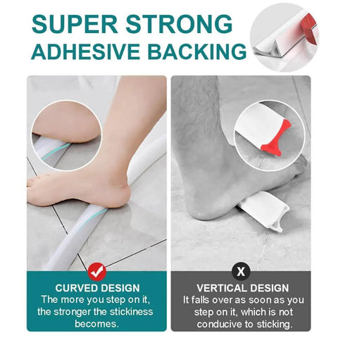 Collapsible Shower Threshold Water Dam, 39 In, Self Adhesive Shower Edge Water Barrier Stopper, adhesive backing feature