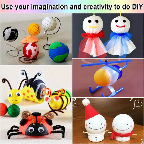 Various creative DIY projects using 28 Pcs Colored Ping Pong Balls, 40mm Table Tennis Balls for games, arts and crafts, pet toys.