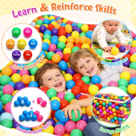 Children playing in a pool of Ball Pit Balls Phthalate Free BPA Free Crush Proof Plastic - 7 Bright Colors with educational benefits