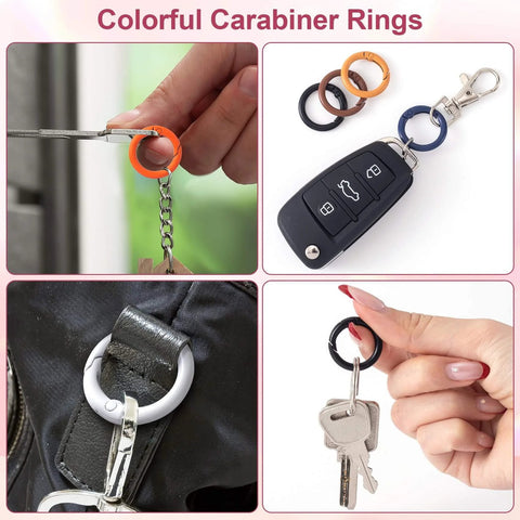 51 Pcs 25Mm Round Spring O Rings Set With Colorful Metal Key Ring Snap Buckle Clips For Purses, Keychains, Handbags, Lanyards