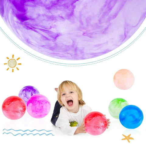 Child playing with 3 otters 6PCS Playground Balls, 8.5 Inches Beach Ball for Kids Inflatable Bouncy Balls with Air Pump.