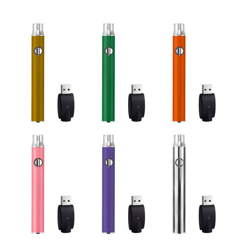 Assorted colors Portable Soldering Iron Battery Rod With 350mAh Capacity And Three Adjustable Voltage Settings shown with USB chargers