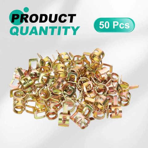 Pile of 50Pcs Spring Band Hose Clamps 6Mm Inner Diameter Colorful Clip Kit, 65Mn Galvanized Steel, for Fuel Line and Vacuum Hose