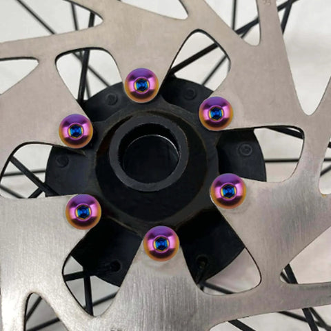 Disc brake with colorful TGCWENG 12PCS GR5 Titanium Ti Allen Hex M5x10 Cup Head Bolt Screw for bike rotor installation