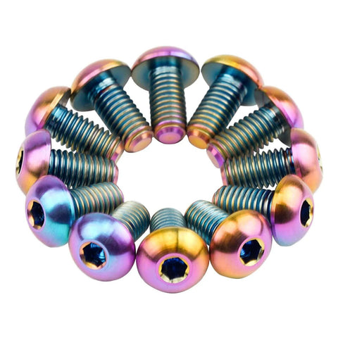 Colorful 12PCS GR5 Titanium Ti Allen Hex M5x10 Cup Head Bolt Screws for Bicycle Bike Water Bottle Cage