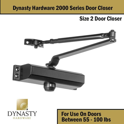 Door Closer, Commercial Hydraulic Closer, Self-Closing, Spring Size 2, Surface Mount, Sprayed Duronotic Bronze, Series 2000
