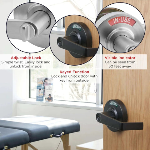 Keyed Entry Commercial Door Handle With Indicator And Locking Occupied Door Lever for restaurant restroom showing VACANT-IN USE indicator