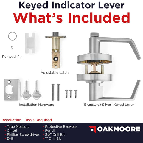 Keyed Entry Commercial Door Handle With Indicator And Locking Occupied Door Lever for restaurants, includes installation kit
