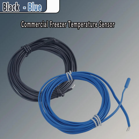 2-pack commercial freezer temperature sensor cables, black and blue, 119-inch length, cut to length