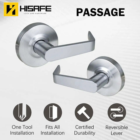 Heavy Duty Commercial Passage Door Lever In Satin Chrome Finish Nonlocking Grade 2 Door Handle