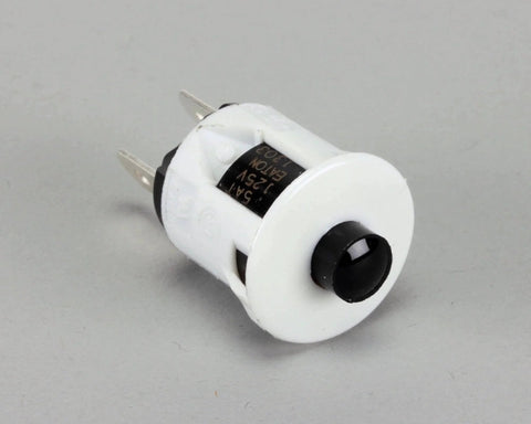 Plunger Switch Hinge Genuine OEM Replacement Part For Commercial Refrigerators, white and black component on gray background