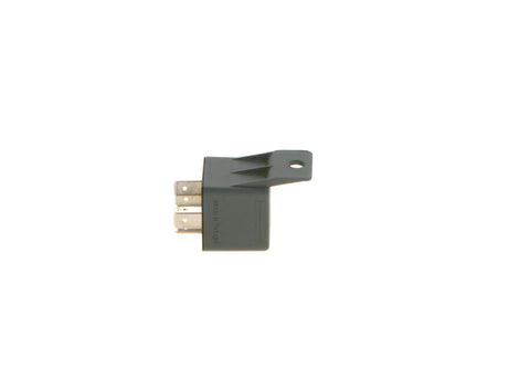 Side view of Normal Open Mini Relay 5 Pin 12V DC 30A Compact High Current Automotive Relay with mounting bracket.