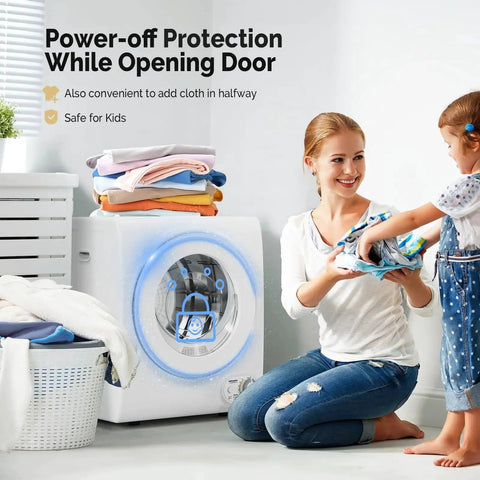Compact 2-in-1 washer and dryer combo delivers full-automatic washing and efficient drying in tight spaces with safety features.