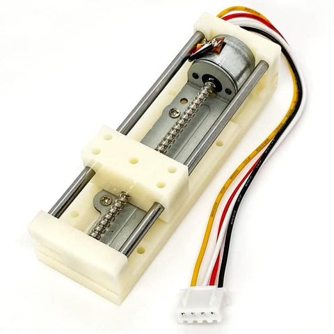 DC 5V micro 2-phase 4-wire stepper motor with linear rail and lead screw, white mounting blocks