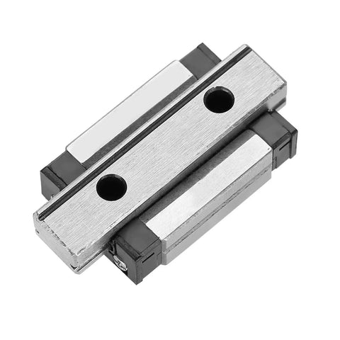 LML9B 9mm Wide Miniature Linear Rail Guide With Four Point Contact Slide Block shown in silver and black, compact design.