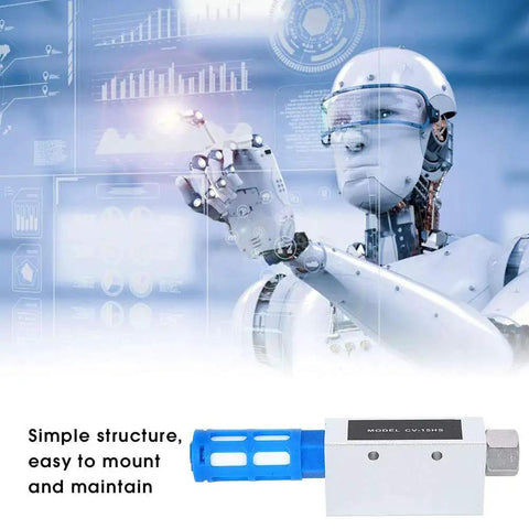 Compact Aluminum Alloy Venturi Vacuum Ejector CV 15HS with robot background, showcasing suction capability and easy installation