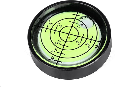 Compact Bulls Eye Bubble Level For RVs And Boats 1.3 Inch Circular Acrylic Level with black aluminum shell
