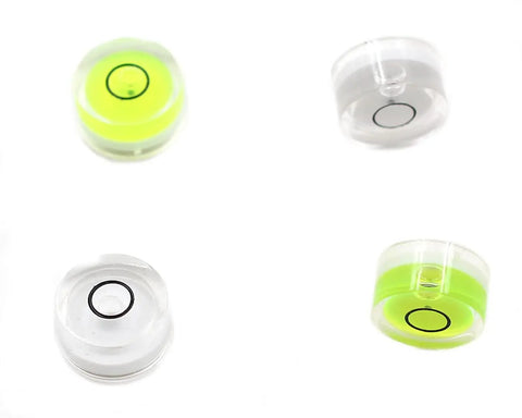 Compact plastic circular bubble level delivers quick, accurate leveling for RVs, tripods, cameras, 3D printers, and picture hanging projects