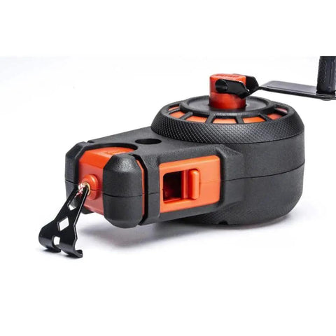 Compact 50 ft chalk reel with blue chalk delivers fast, precise straight line marks for construction, drywall, and carpentry