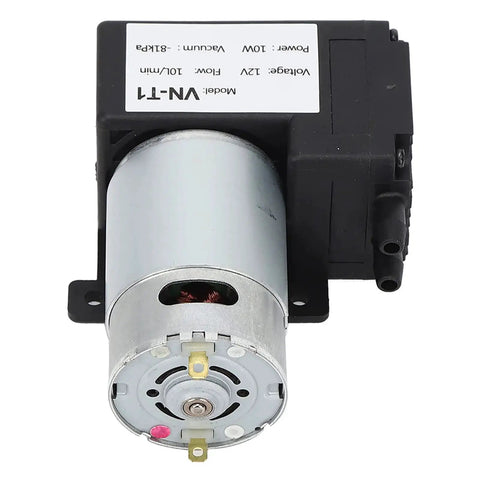 Compact DC 12V Vacuum Pump With 81 KPa Negative Pressure And 10 Liters Per Minute Airflow, showing components and connectors