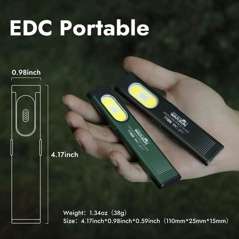 Compact multi mode pocket flashlight delivers 675 lumens, USB C recharge, IPX4 weather resistance, and a durable dual material housing for everyday carry and travel, with red and blue strobe modes for emergency signaling and quick visibility shown in hand for scale and portability.
