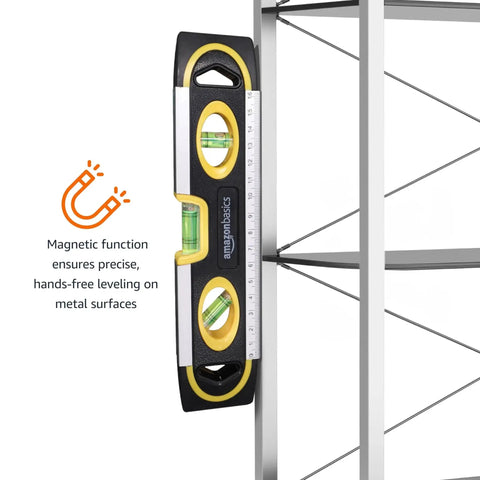 Compact 9-Inch Magnetic Torpedo Level With Built In Ruler Provides Quick, Accurate Checks On DIY Projects, Furniture Hanging, And Wall Alignment With A Magnetized Edge And 3 Vials At 180/90/45 Degrees For Reliable Results