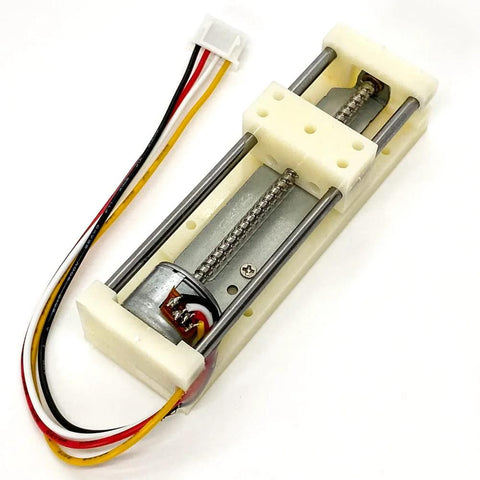 DC 5V micro 2-phase 4-wire stepper motor linear actuator with lead screw and 48mm stroke, white plastic housing