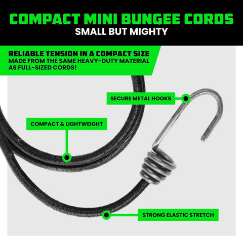 Heavy Duty Bungee Cord Set With Hooks And Clips 28 Piece Outdoor Tie Down Kit showing secure metal hook close-up.