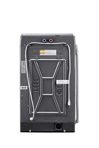 Rear view of Compact 1.6 Cu Ft Portable Washing Machine With Wheels 11 Lb Capacity Fully Automatic Top Load Washer in Magnetic Gray