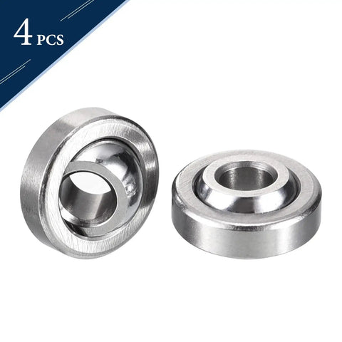 Compact radial spherical bearings provide dependable load capacity and smooth angular misalignment tolerance, 4 pack, close-up view
