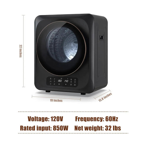 Compact black Portable Washer And Dryer Combo For Small Spaces With One Point Eight Cu Ft Capacity Including 18 lb Wash Load And 12 lb Dry Load Ideal For Apartments Dorms RVs And Tiny Homes All In One Compact Laundry Solution With Wash Cycles And Efficient Drying
