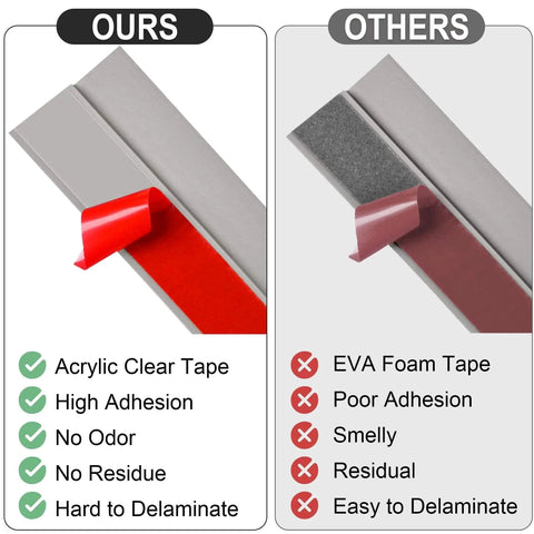 Comparison of adhesive tapes on 10Ft Carpet Floor Transition Strip, Self Adhesive Floor Edging Trim Strip for PVC Threshold Cover, Gray Forest.