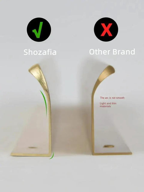 Side view comparison of Shozafia and other brand drawer pulls showing design and material differences.