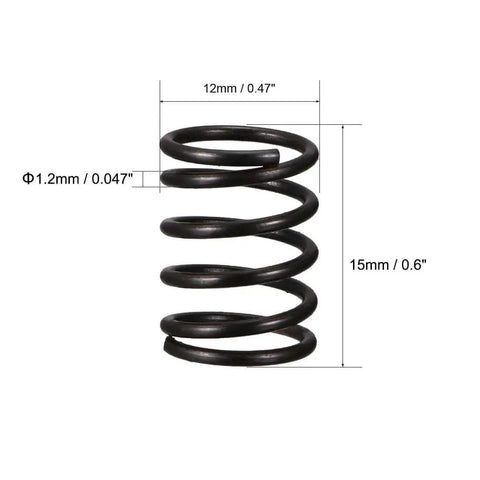 Compression Spring Set Pro Grade 12mm Outer Diameter 1.2mm Wire Diameter 15mm Free Length Black Spring Steel Heat Tempered