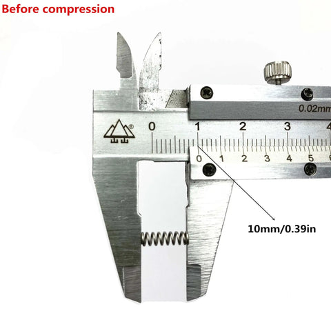Caliper measuring a 10mm length Small 0.5mm Wire Diameter 3mm Outer Diameter 10mm Length Compression Springs 304 Stainless Steel Silver Tone