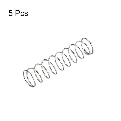 Compression Spring For D I Y Projects, 304 Stainless Steel, 15mm Outer Diameter, 1mm Wire Size, 30mm Compressed Length, 60mm Free Length, 35N Load Capacity, Silver Tone, Pack Of 5