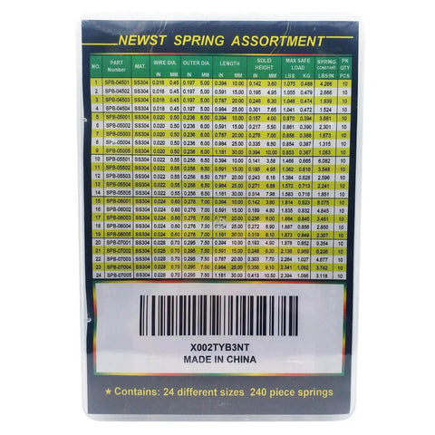 Compression Springs Kit With 240 Stainless Steel 304 Springs In 24 Sizes Case Included 10 To 30 Millimeters Length Chart