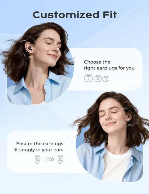 Woman wearing Concert Ear Plugs With 45dB Noise Reduction, High Fidelity Hearing Protection, 3 Interchangeable Eartips And Compact Case