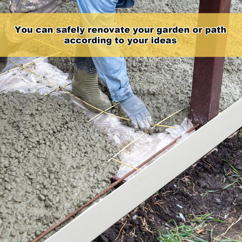 Using the Five Piece Flexible Plastic Concrete Form Set For Walkways 4x76 Inches Flatwork Curb Edging Tools for paving a garden path.