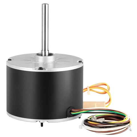 Condenser Fan Motor, 1/5HP, 825RPM, Replacement for ac GE Genteq Carrier Bryant Payne Dayton, 5KCP39GFS166S, showing wires