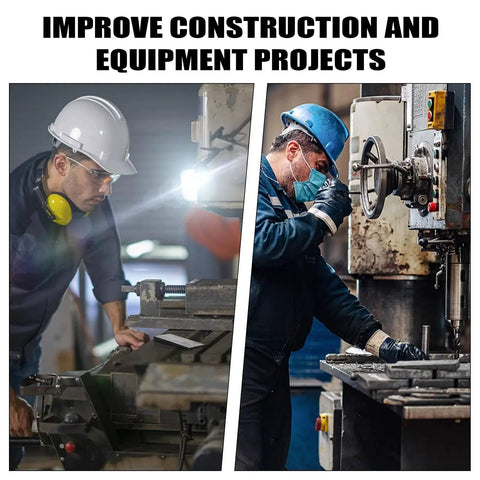 Workers using heavy machinery to improve construction and equipment projects in a workshop.