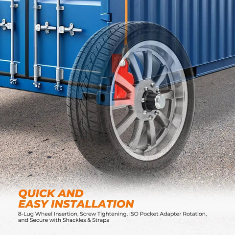 Container Cart Wheel 8 Lug Steel Shipping Container Wheel Kit With Ratchet ...