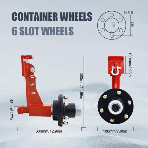 Heavy Duty Container Wheel Kit with Six Lug Wheels and Carbon Steel U Shackle Bundles for Moving 20 to 40 Foot Shipping Containers