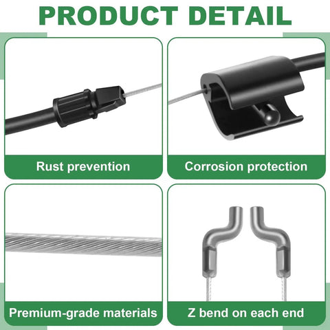 Product detail view of Heavy Duty Control Cable 946-1130 with rust prevention, corrosion protection, premium-grade materials, and Z bend ends