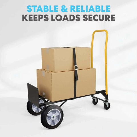 ✝️ 2 in 1 Convertible Hand Truck and Dolly, 800LBS with boxes, yellow handle, and 10" flat free wheels.