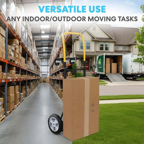 ✝️ 2 in 1 Convertible Hand Truck and Dolly, 800LBS in warehouse with moving box