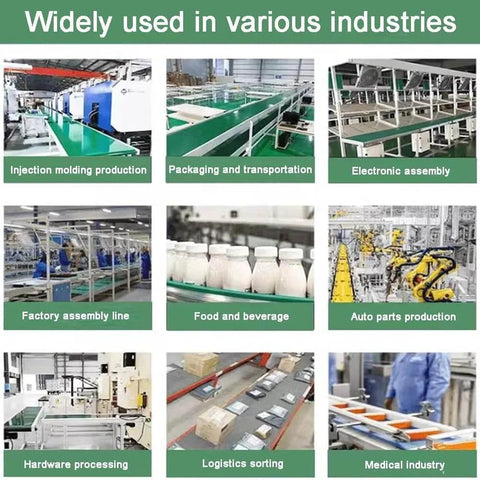 PVC Conveyor Belt Material For Industrial Packing Machines Replacement Belt For Transport Conveyors And Conveyor Table 0.3 Inch Thick widely used in various industries including food, electronics, and logistics.