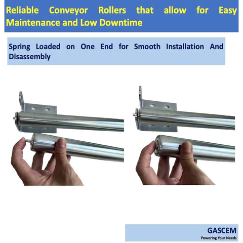 Long Roller with Bracket Set 16 Inch Length 1.5 Inch Diameter Galvanized Steel Rollers installation close-up